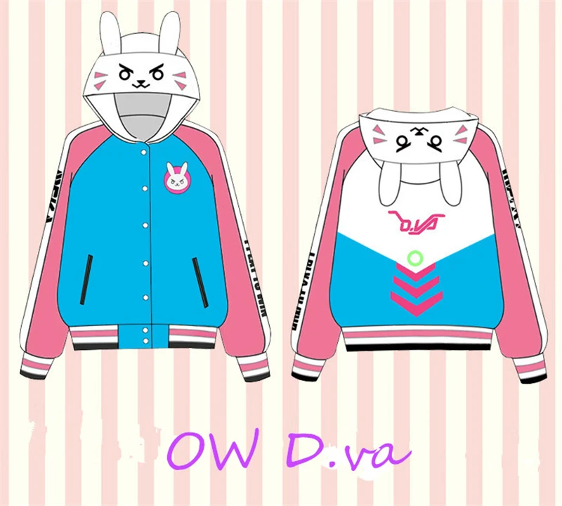 

Game OW D.va DVA Song Hana Cosplay Costume Hoodies Winter Long Sleeves Sweatshirt Pullover Loose Printed Sweater Blouse