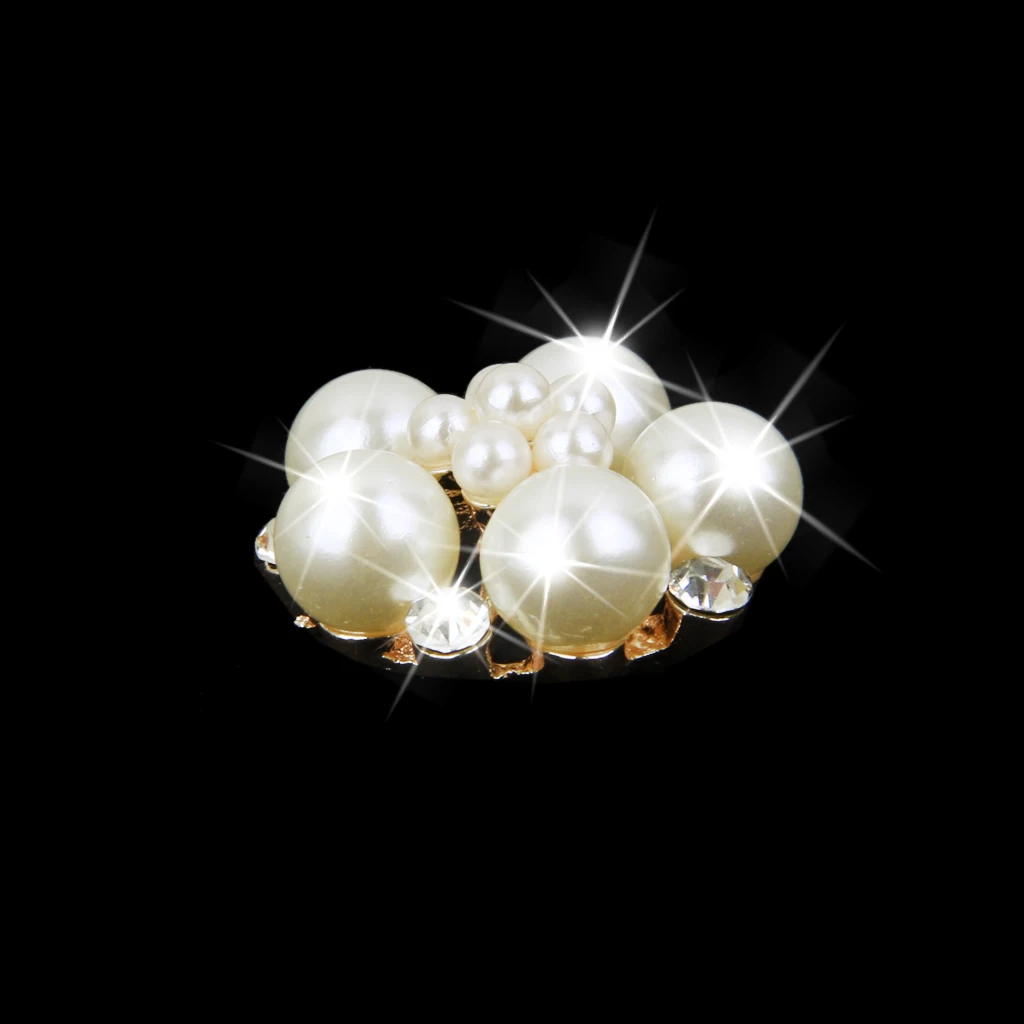 10pcs Crystal Rhinestone Pearl Flower Button Embellishments 25mm | Дом и сад