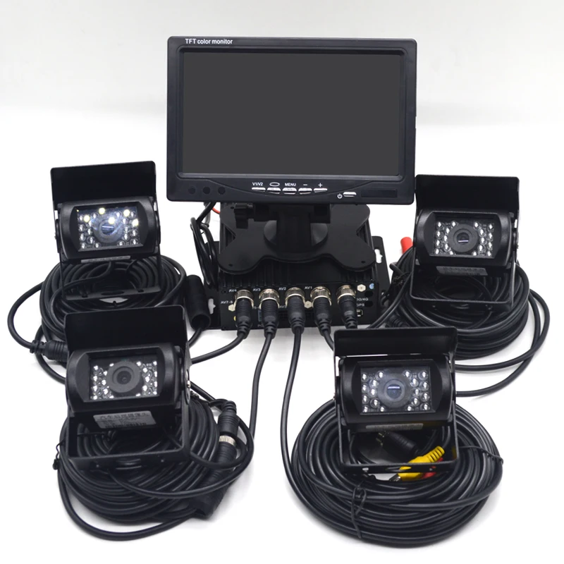 QXNY DC12V 24V 7 &quotЖК дисплей 4 канальный видеовход автомобильный видеомонитор для