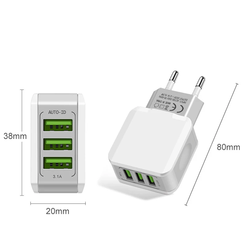 AMEEC USB зарядное устройство 3 порта Портативный зарядный адаптер ЕС зарядные