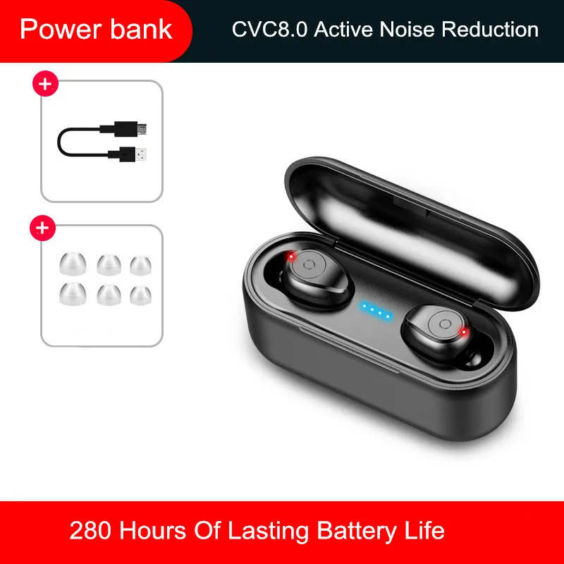 HYASIA Bluetooth 5.0 Earphone TWS Wireless Headphons BT Sport Handsfree Earbuds 3D Stereo Gaming Headset With Mic Charging Box |