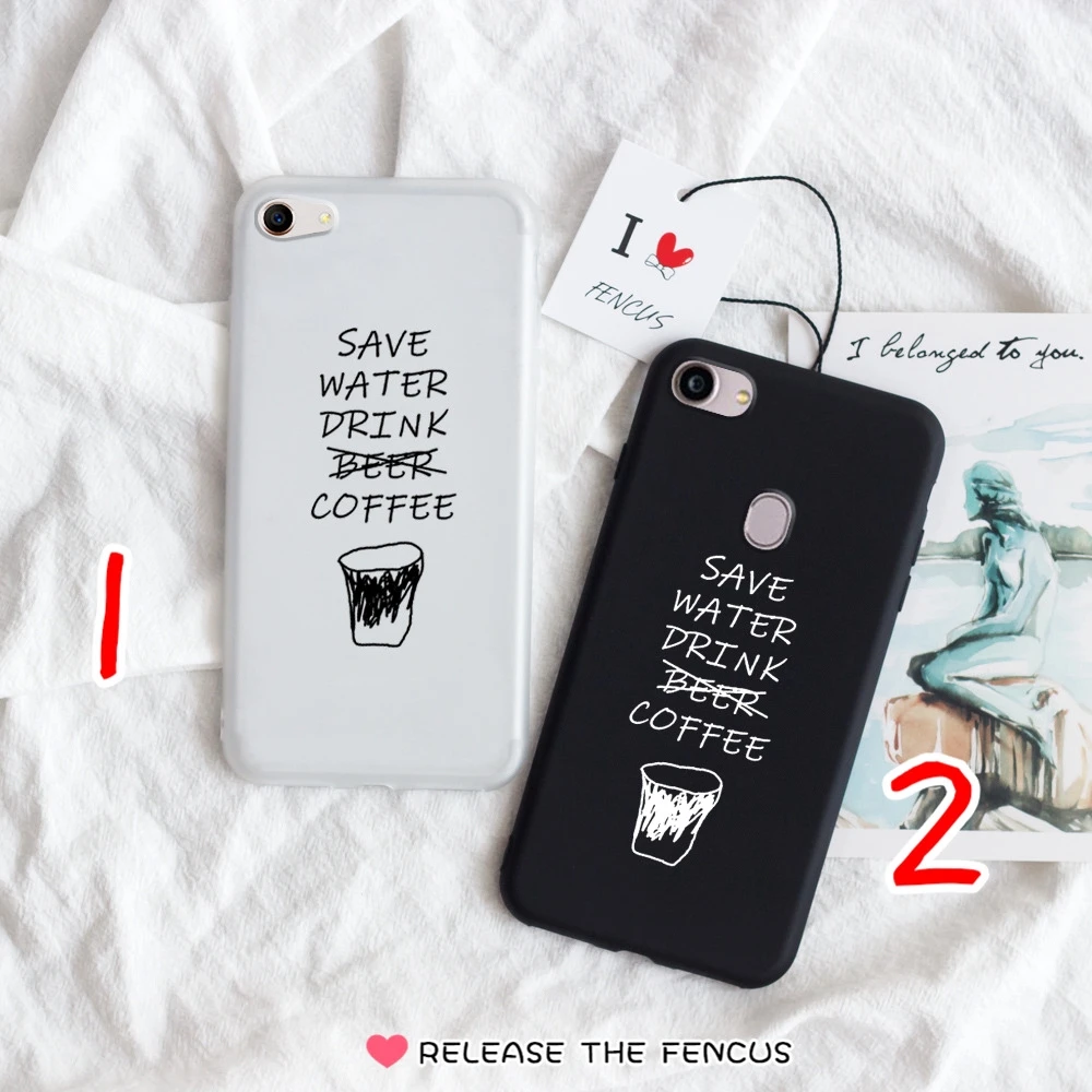 Чехол FENCUS для Oppo F9 A59 F1S A71 F3 F5 F7 Youth A83 A3s с надписью "Кофе" из мягкого материала в стиле "Люкс" для пары телефонов.