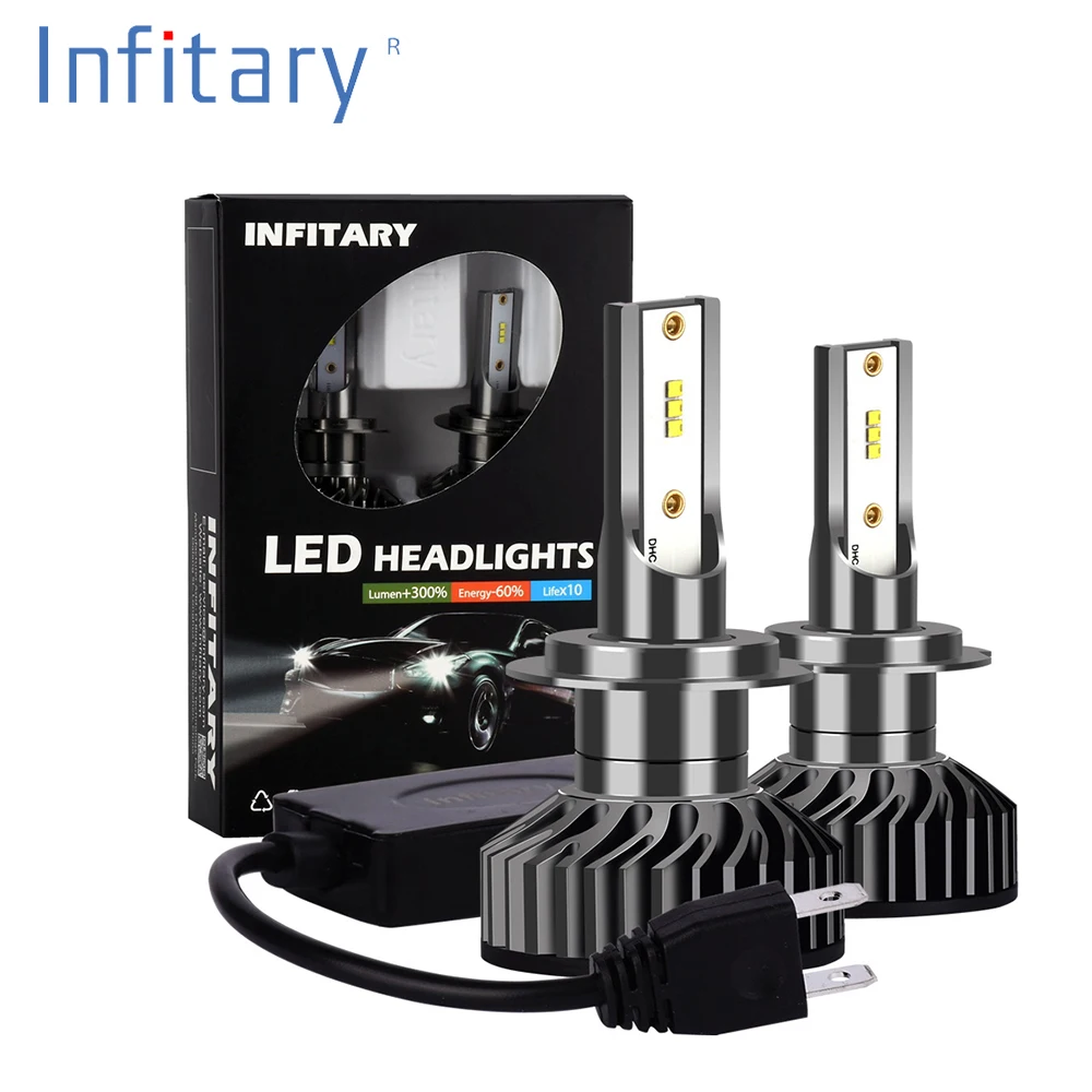 Infitary H4 светодиодный H1 H11 9005 9006 H7 автомобильных фар 72 Вт 12000LM лампы Противотуманные фары белый 6500 К 12 В led ла