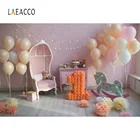 Розовые воздушные шары счастливый ребенок 1-й День рождения Карусель Деревянные игрушки для пола фотофоны для фотосъемки