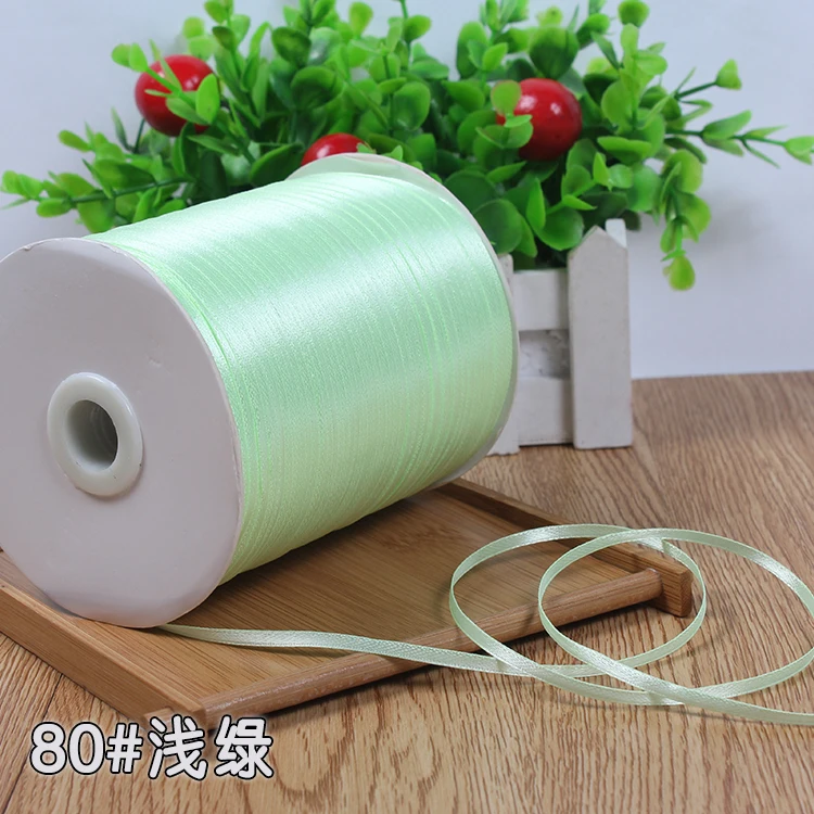 light green Высокое качество 1/"(3 мм) одно лицо горячие розовые ленты подарок Свадебная вечеринка Подарочная обертка темно-фиолетовые ленты 10 м/лот - Цвет: light green