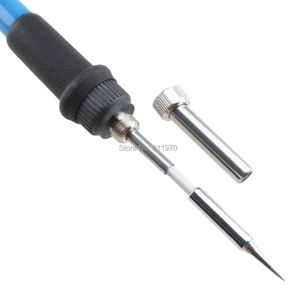 

60W 220V EU Electric Adjustable Temperature Welding Solder Soldering Iron Welding Tool with 5pcs Iron Tips + Tin wire