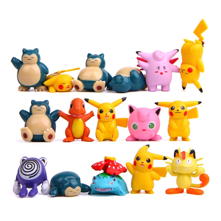 16 шт./компл. Pikachu Snorlax Charmander Venusaur Clefable Jigglypuff Meowth polywhirl 3 ~ 6 см милые куклы игрушки