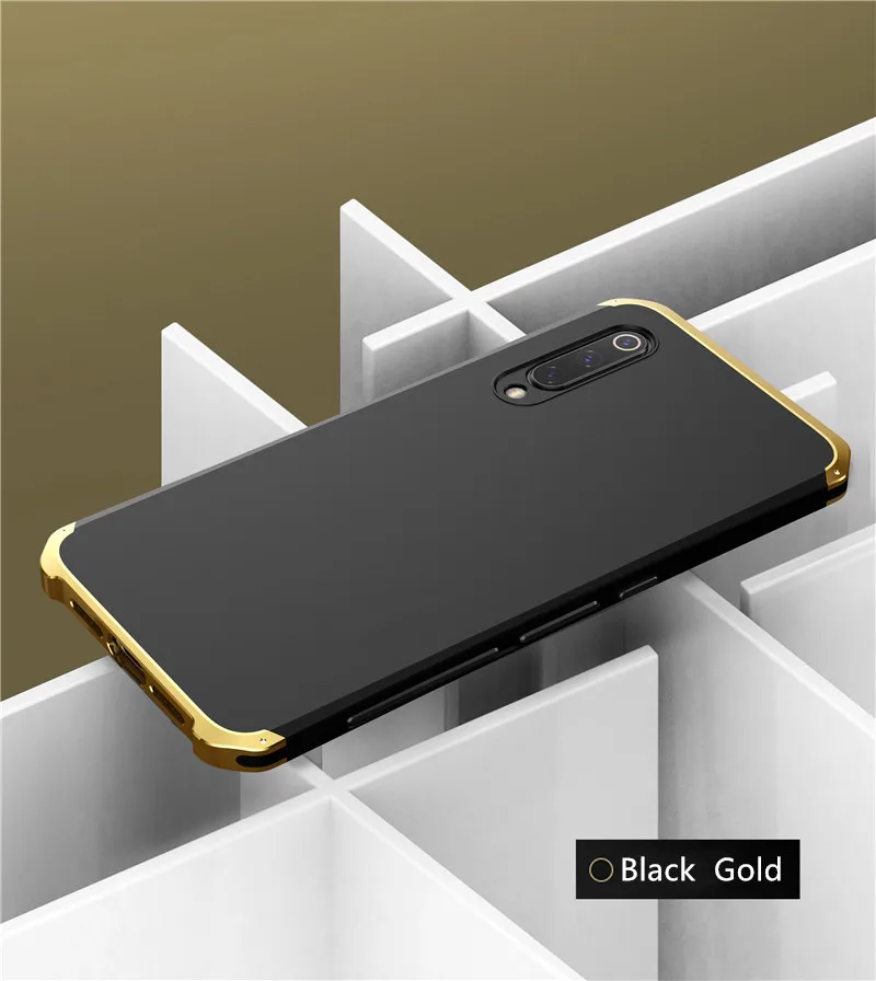 Роскошный металлический защитный жесткий чехол из поликарбоната для XiaoMi 9 9se RedMi Note 7 Алюминиевый противоударный защитный бампер для XiaoMi XioMi 8 8se чехол - Цвет: Black Gold