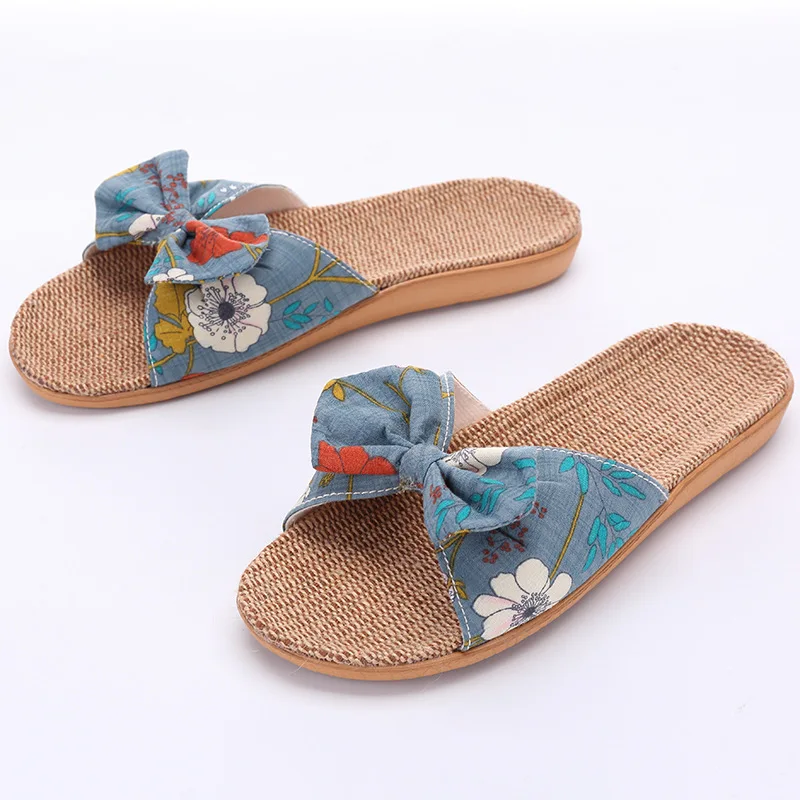 Разрозненный цветок домашняя льняная толстая подошва нескользящая женская