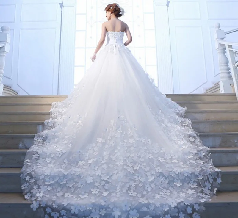 

Custom Made 2020 Elegant A Line Dresses for Wedding Vestido de Noiva Casamento Tulle Hand Flowers Robe De Mariage Bridal Gowns