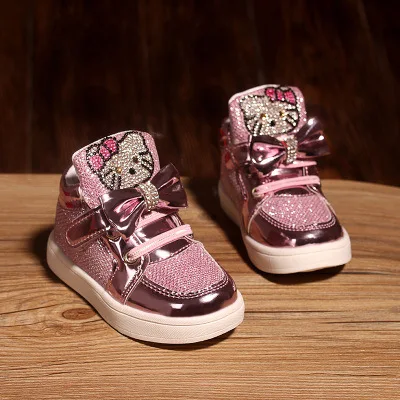 Детей рисунок Hello Kitty светящиеся кроссовки для маленьких мальчиков девочек