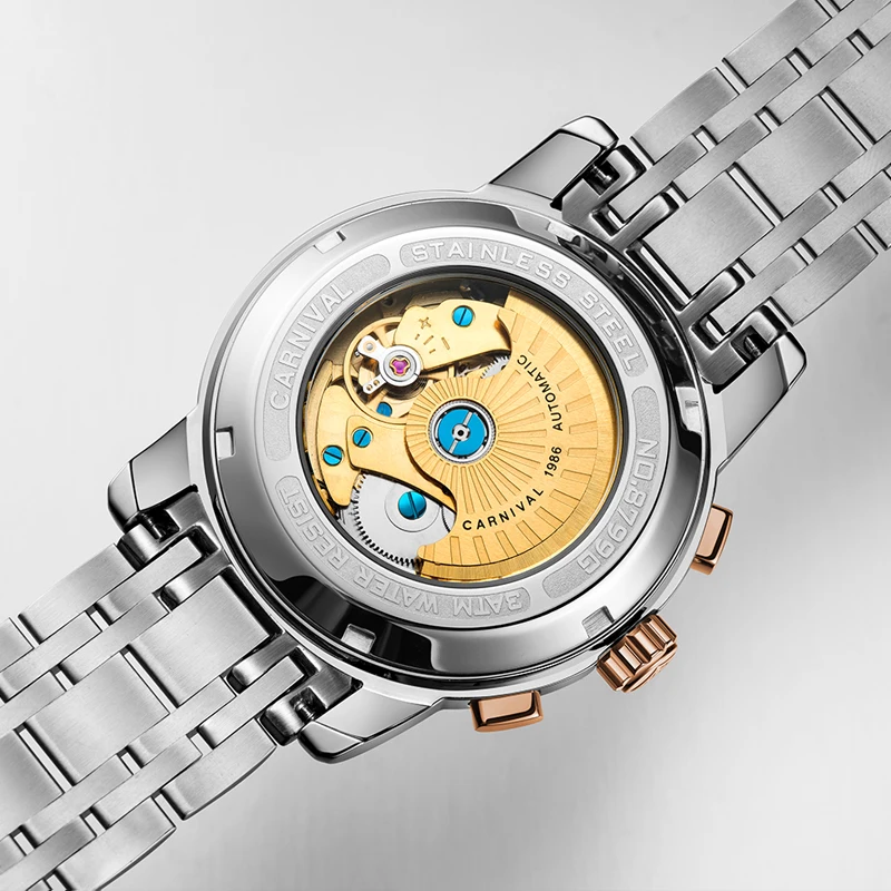 Топ люксовый бренд Тритий Светящиеся военные часы мужские Луна фаза Авто