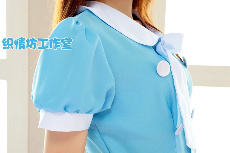 Hirasawa Yui Cos Хэллоуин Аниме K-ON! Женский костюм для косплея с рисунком японской Лолиты; голубое платье для девочек; карнавальный костюм
