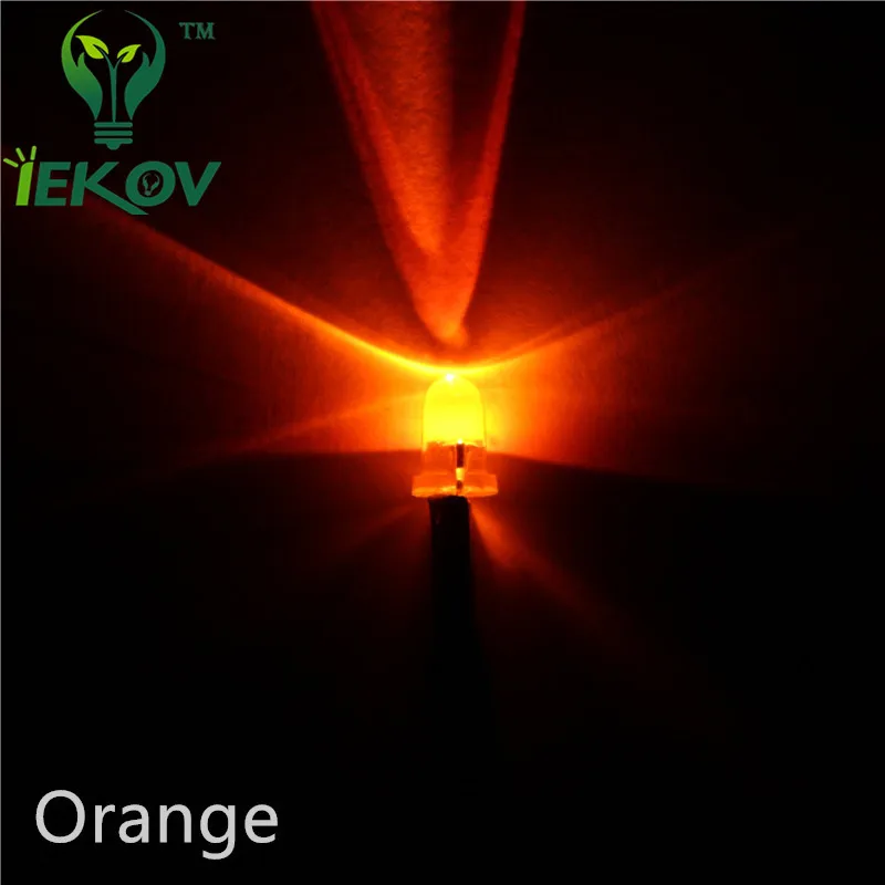 50 шт. LED 3 мм диод Предварительно проводной резистор 12 в оранжевый яркий светодиод