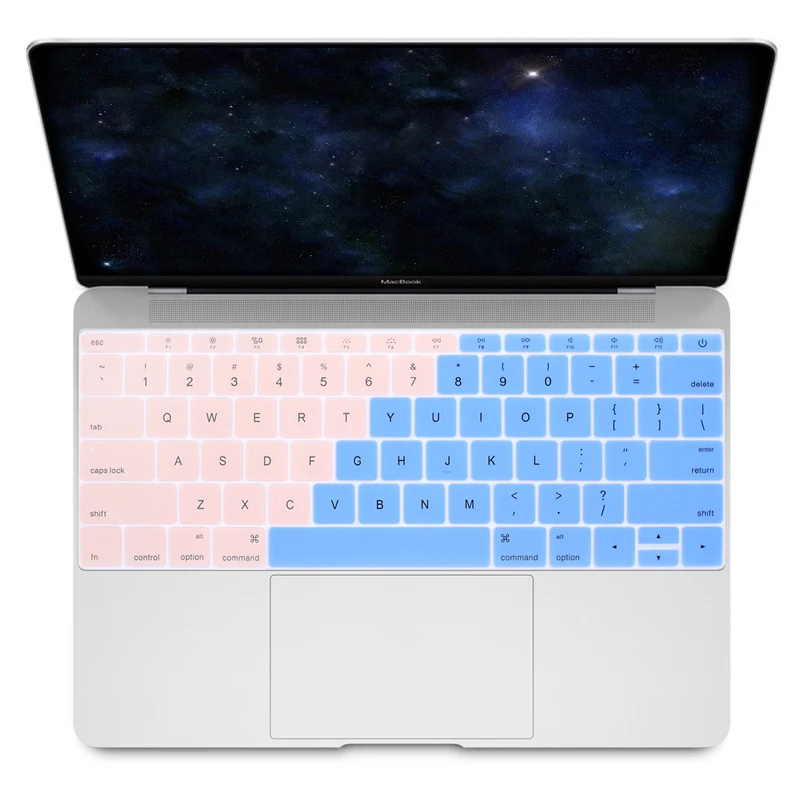 Для Macbook 12 дюймов A1534 кремовый силиконовый чехол для клавиатуры кожи для Mac Pro 13 A1708(версия, без сенсорной панели - Цвет: Ombre Rose Pink Blue