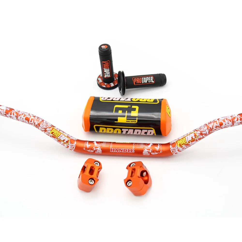 Оранжевый Руль для PRO Taper Pack Bar 1-1/" ручка бар колодки ручки Pit Pro гоночный Dirt Pit велосипед Мотоцикл CNC 28,5 мм адаптер - Цвет: Оранжевый