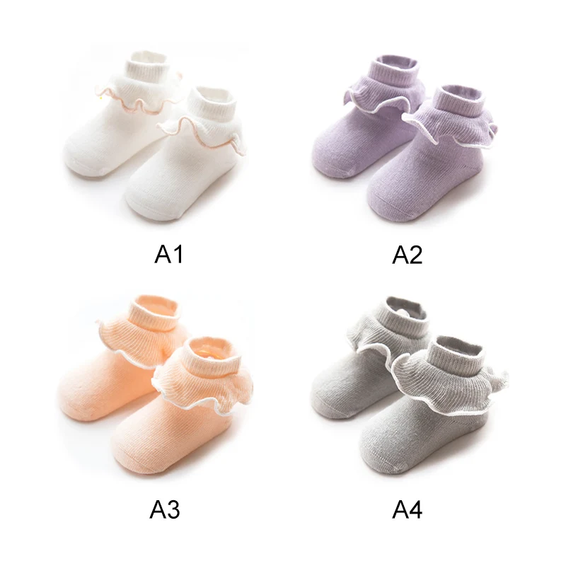 

Fashion Solid Colors 0-2T infant Soft Cotton socks Toddler Baby Girls Socks Fungus Lace Floral Short Kids Girl Socks