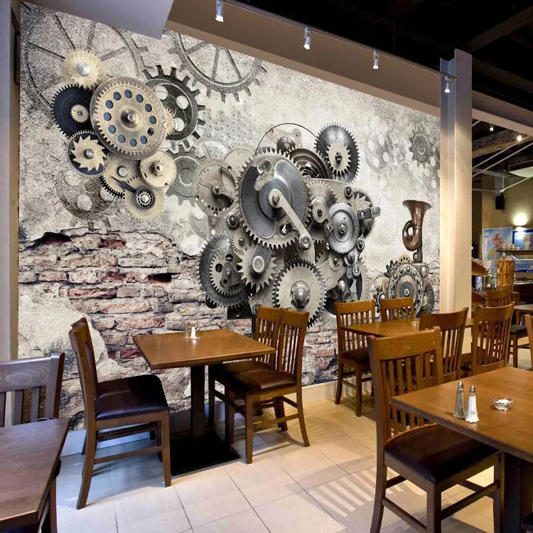 

custom mural Industrial wind 3D rough cement brick wall retro graffiti wallpaper leisure bar KTV living room coffee shop mural
