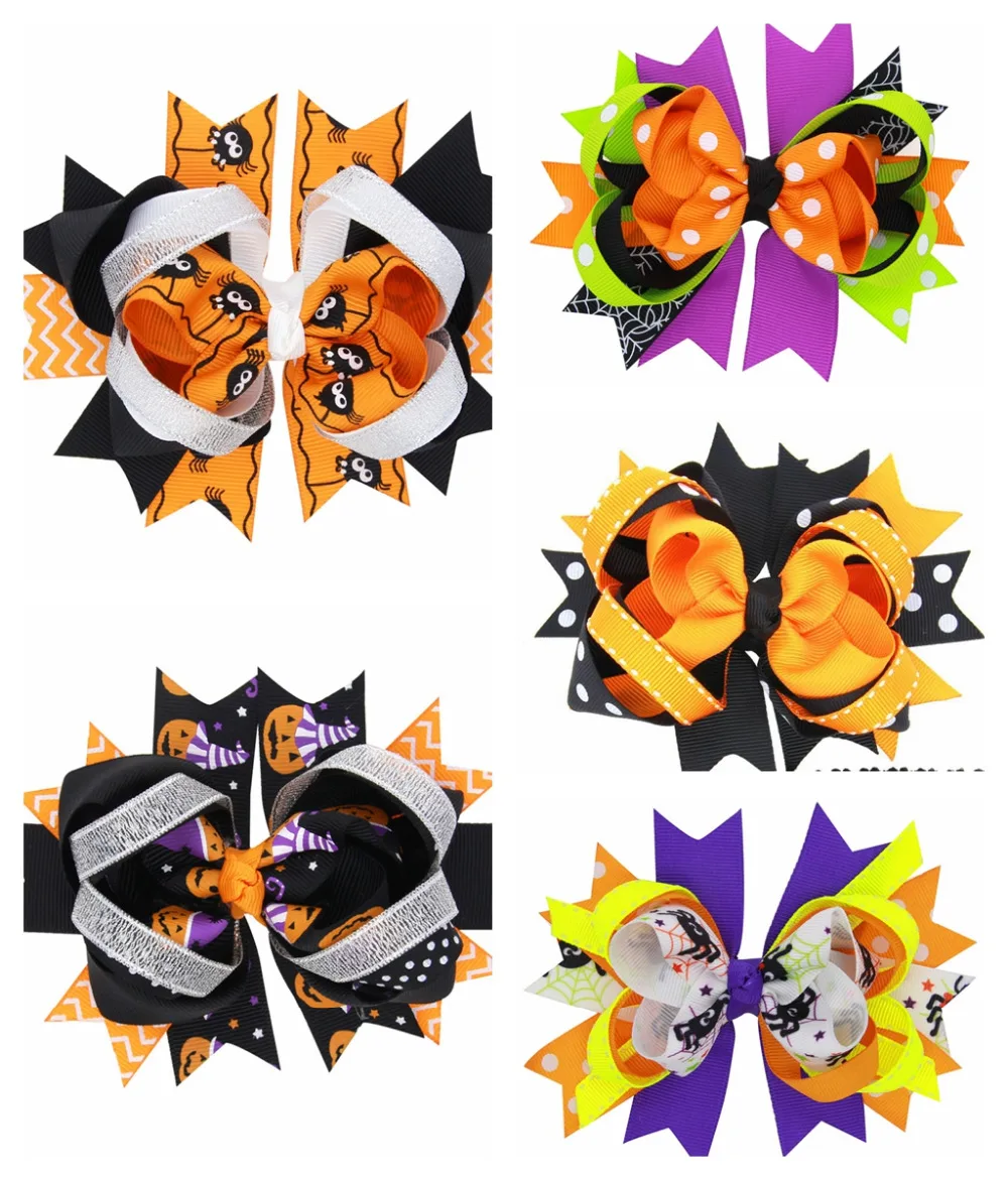 10 шт девочка 4 5 &quotпаук Хэллоуин Карнавал заколки для волос с бантами летучая мышь