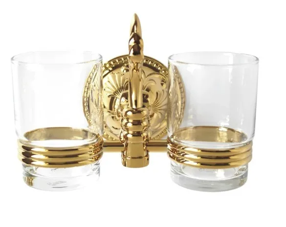 Бесплатная доставка держатель для стакана с золотым покрытием Ti PVD двойной