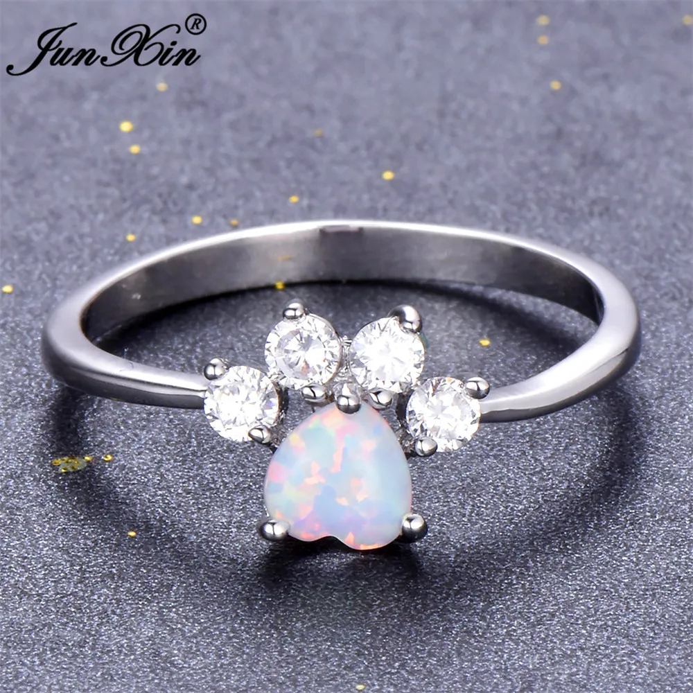 Женское кольцо JUNXIN Boho с белым опалом модное когтями в виде медвежьей лапы