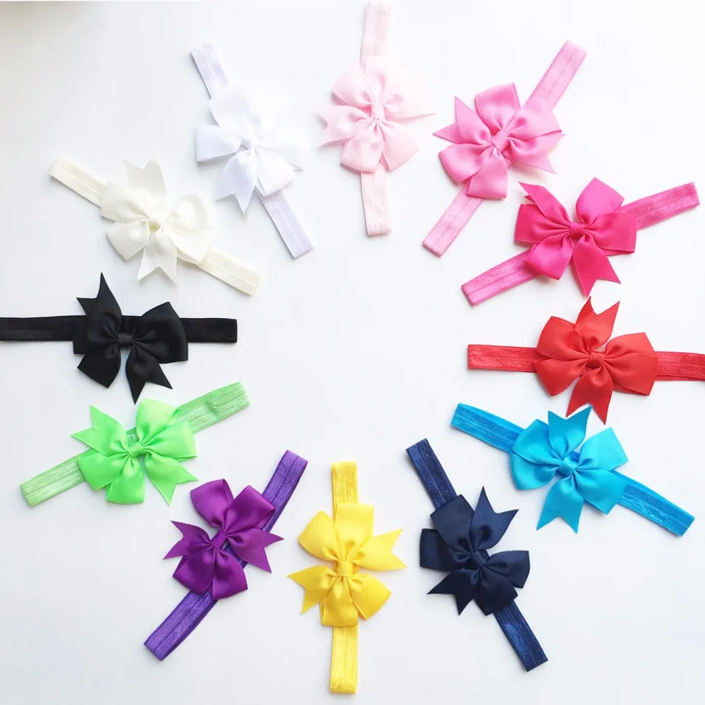 

12 pcs/lot Kids Girl's Headbands and Bows Grosgrain Ribbon Bows Headbands A066-20