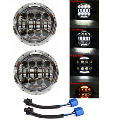 Chrome 80w Marlaa 2 шт. налобный фонарь для Lada 4x4 urban Niva 7 дюймов головной светильник s Hi/Lo луч дневной ходовой светильник DRL для Jeep Wrangler JK TJ LJ - Цвет: Chrome 80w