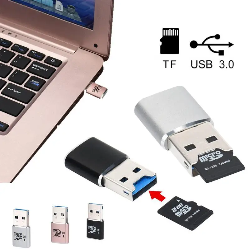 CEWAAL USB 3,0 Mini MICRO SD SDXC алюминиевый сплав считыватель карт памяти адаптер разъем мини-считыватель карт черный серебристый розовое золото