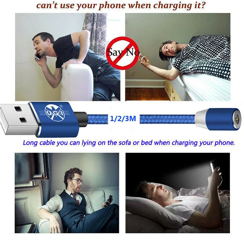 3/6/10FT USB Магнитная Зарядка Зарядное устройство Тип кабеля type-c для Apple iPhone 8 7 6s samsung Лот