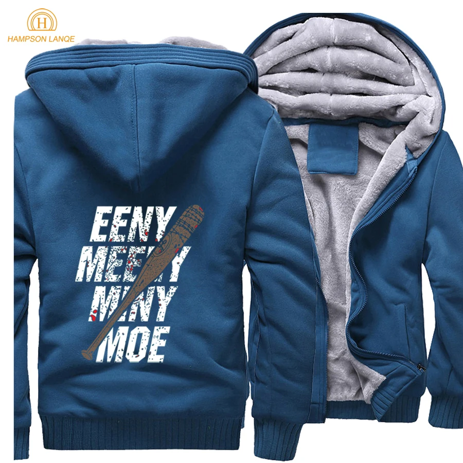 The Walking Dead Eeny Meeny Miny Moe Negan Lucille Zombie Zipper Hoodies Men 2019 Winter Warm Men's Sweatshirts Thick Jacket | Мужская