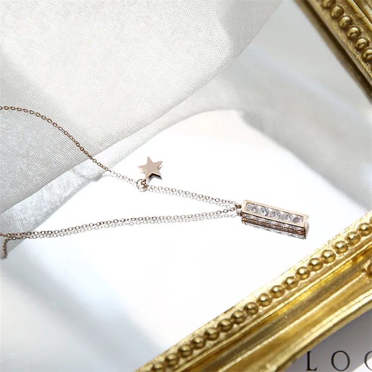 necklace YUN RUO, новинка, розовое золото, Роскошные качества, модный кулон в виде красного сердца, ожерелье, титановая сталь, ювелирные изделия для женщин, подарок не выцветает - Окраска металла: necklace