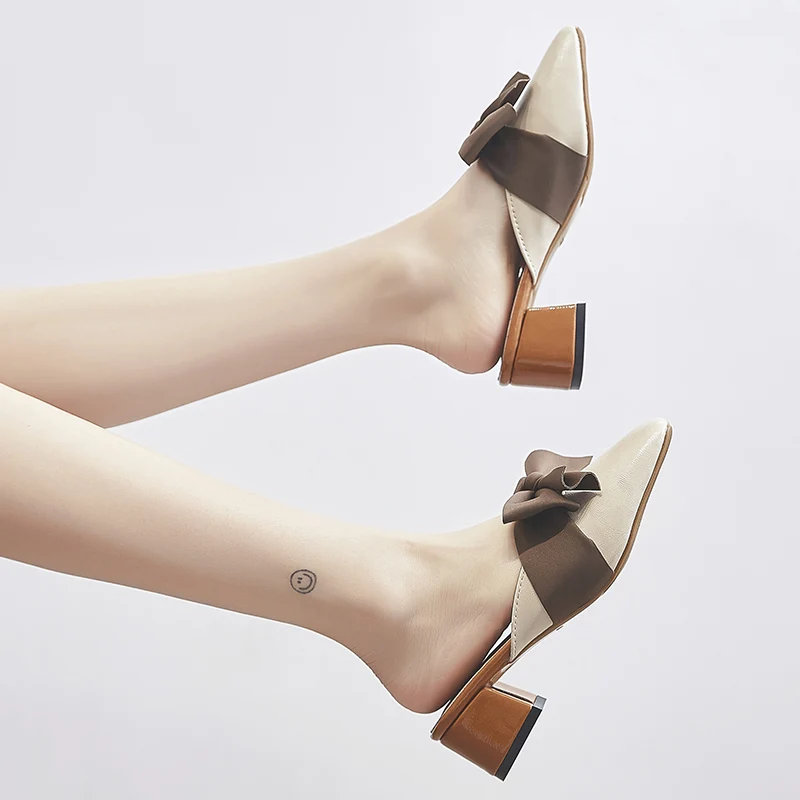 2019 г. Новые Модные женские шлепанцы женская обувь с острым носком украшенная