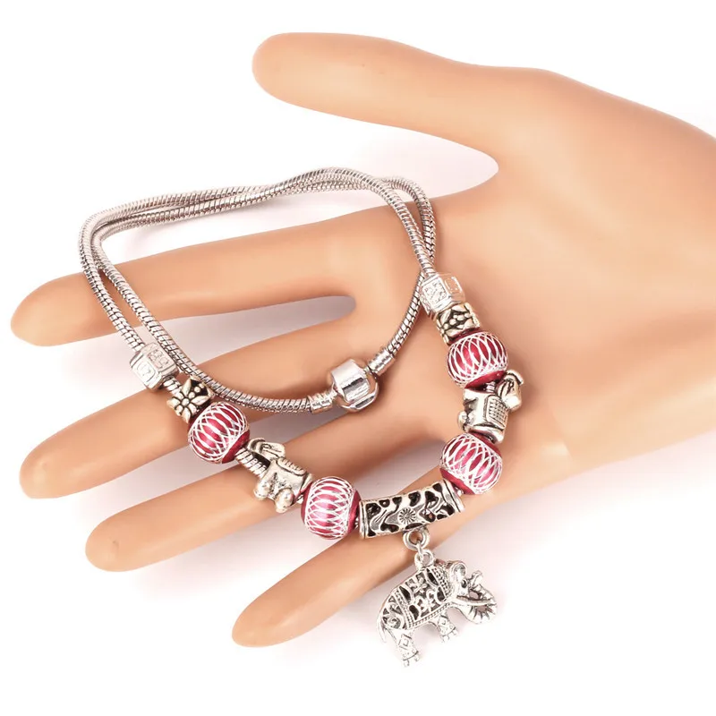 Подвески ожерелье и браслет набор Тибетский серебристый цвет Хрустальные