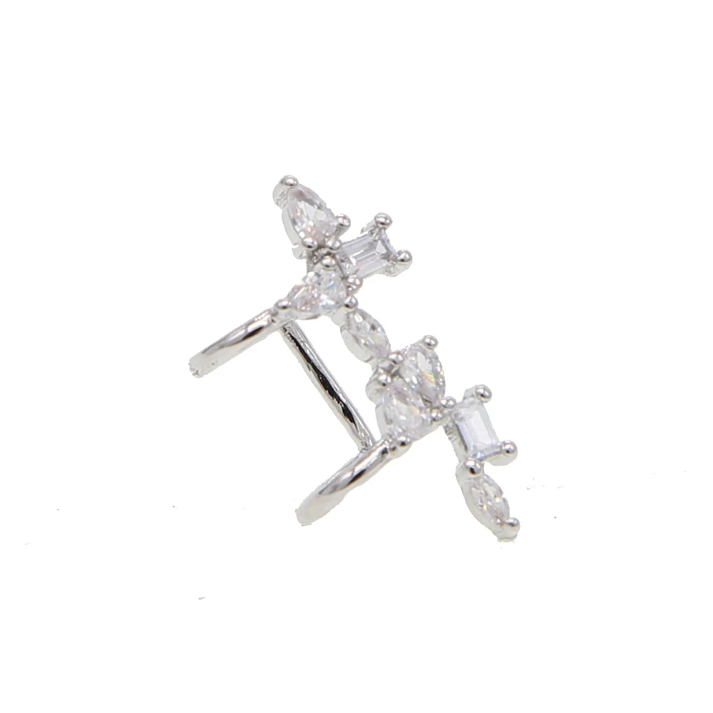 Круглый фианит с микрозакрепкой серебристые манжеты для ушей без пирсинга надписью H маленьких