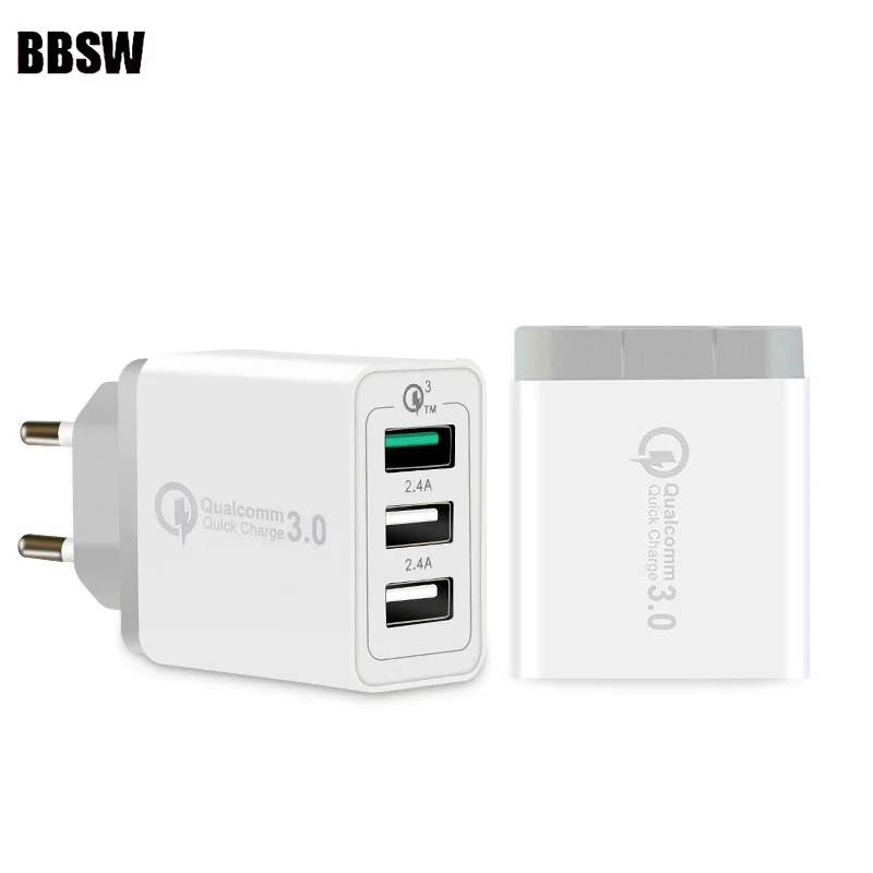 3 порта быстрое зарядное устройство QC 0 USB для iPhone XS MAX XR 7 8 SAMSUNG S10 + S9 Note S8 S7 Xiaomi Mi9 Mi8