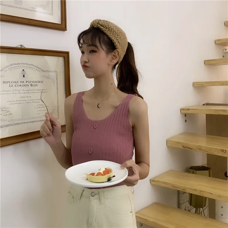 2019 летний вязаный женский кроп Топ корейский стиль пикантные короткие Haut Femme