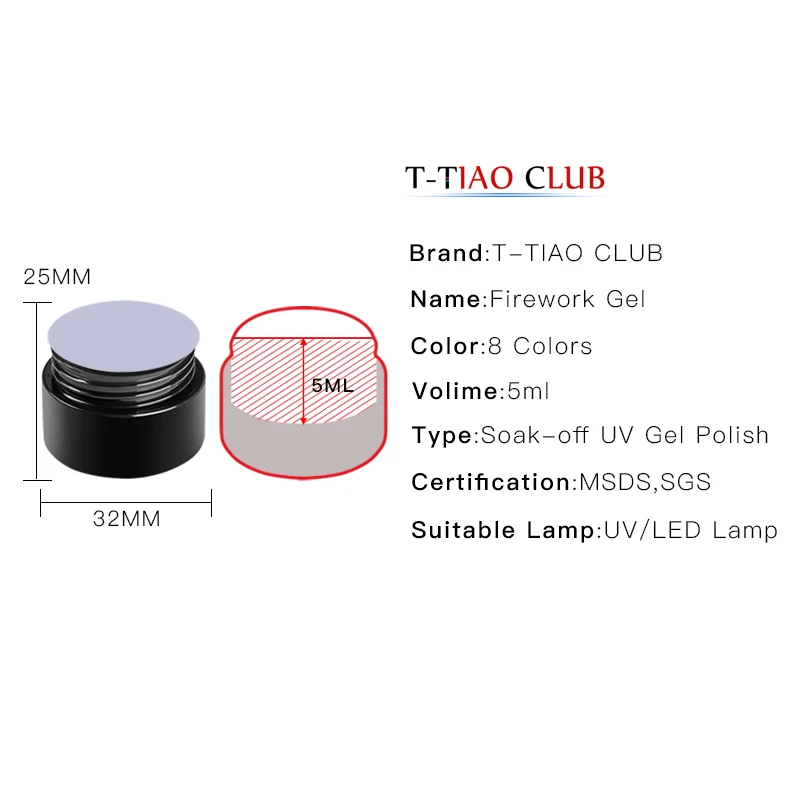 T TIAO CLUB блестящий Светодиодный УФ Гель лак с блестками для ногтей Полупостоянный