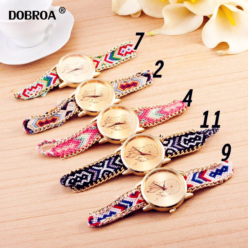 DOBROA Montre Femme часы женские стильные газ DIY ручная вязка трикотажная шерсть цепь