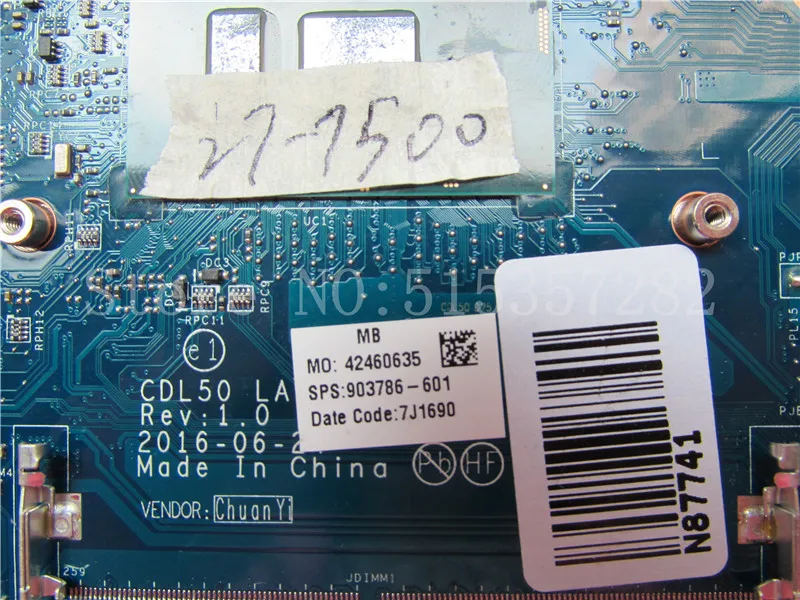 Материнская плата для ноутбука HP 15 AY AY180TX SR2ZV 903786 601 501 001 материнская Radeon R7 M440 i7