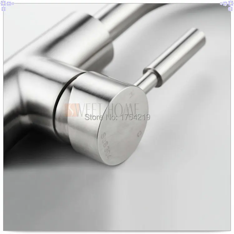 SUS 304 Stainless Steel Brushed Surface Single Handle Hole Basin Faucet misturador para banheiro | Строительство и ремонт