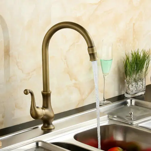Auswind Античная Латунь Золото Кран 360 Поворотный Кухонный Ванной Бассейна Раковина