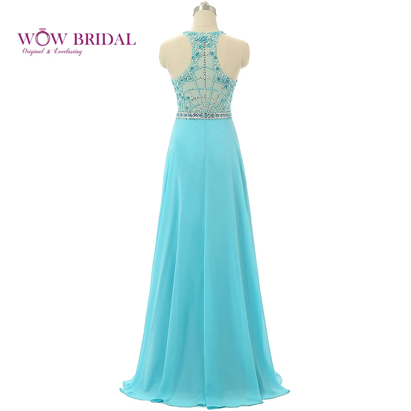 Wowbridal Изящные небесно-голубого цвета платье для выпускного вечера 2021 с лямкой на