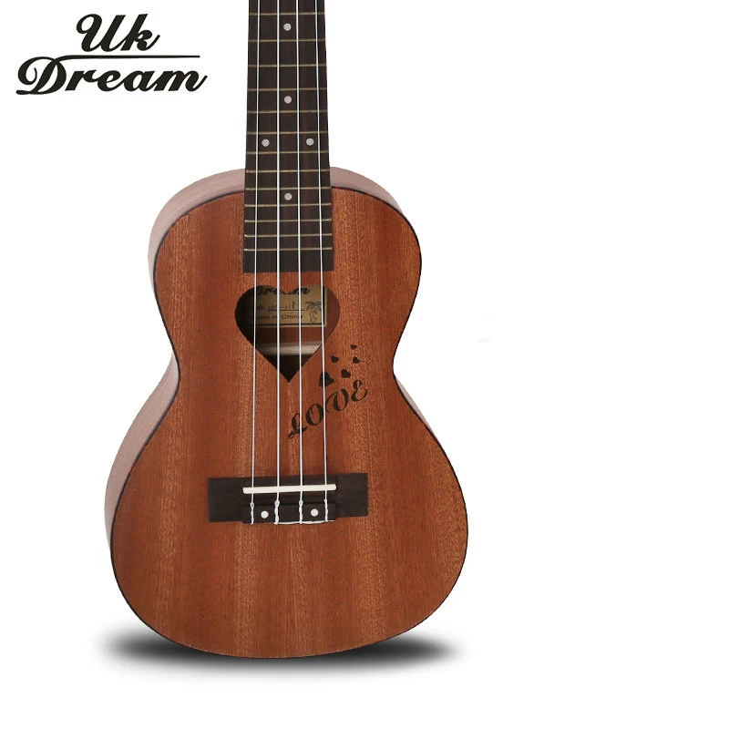 Гитара укулеле 23 дюйма в форме сердца с струнными инструментами 4 струны 18 ладов ra