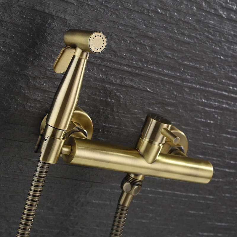 

Brass Hot and Cold Mixer Bathroom Toilet Portable Spray With Shower Holder Handheld Bidet Faucet sprayer seat nozzle cleaner