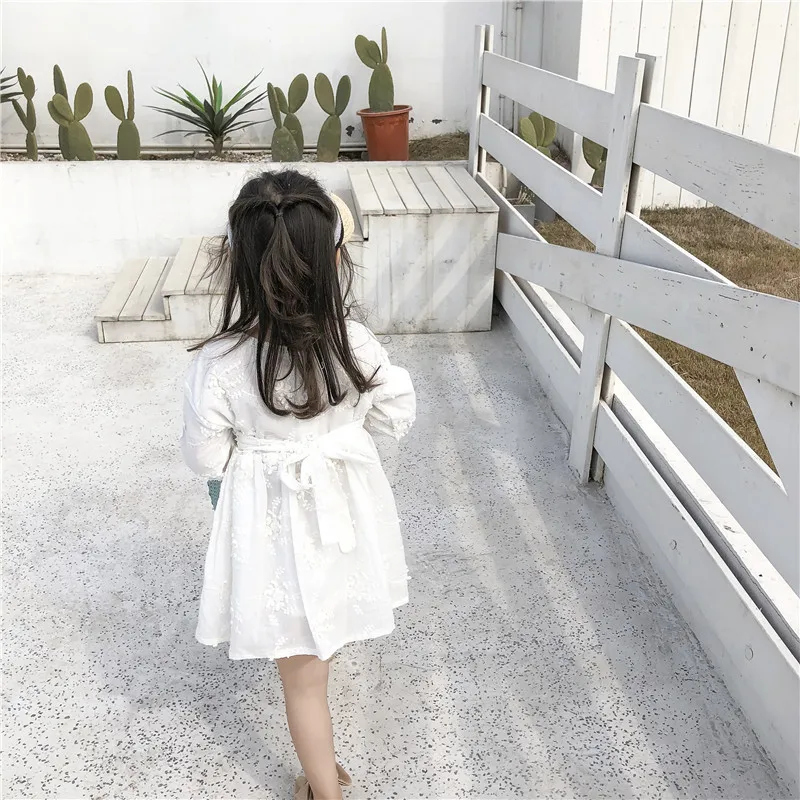 2019 г. Новое поступление весеннее хлопковое однотонное платье принцессы с