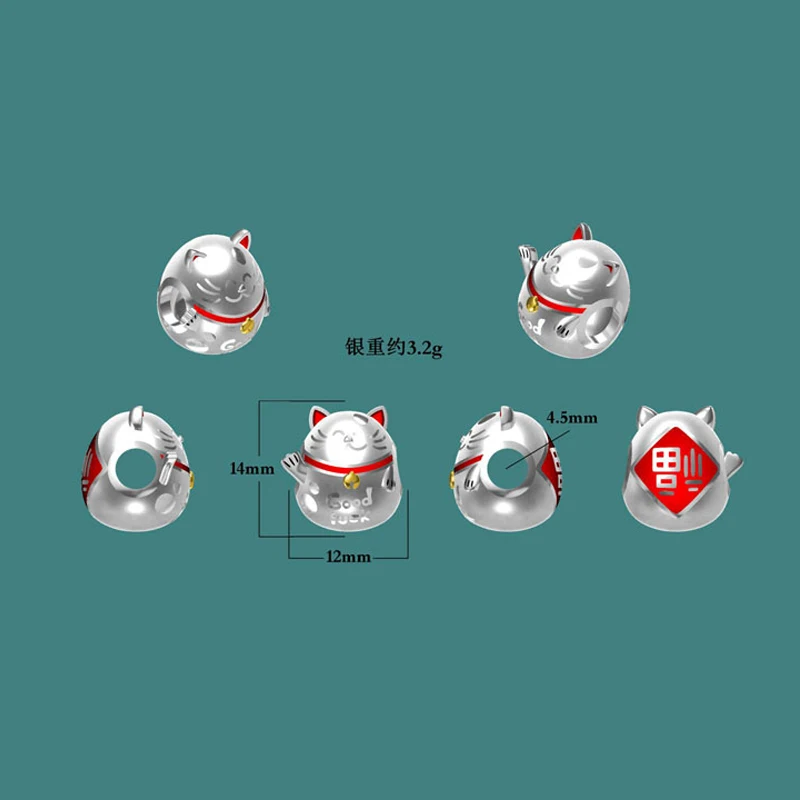 Серебряный Шарм-кошка на удачу подходит для браслета и ожерелья серебро 925 пробы