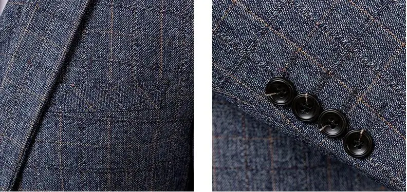 Куртка+ брюки+ жилет Мужская небольшая решётка костюм Slim Fit Мода Досуг свадебное платье костюмы мужские пальто для делового человека пиджак для костюма