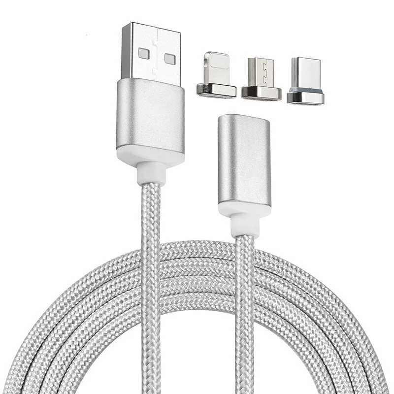 Нейлоновый плетеный 3 в 1 USB кабель для зарядки Магнитный адаптер Micro Type C зарядное