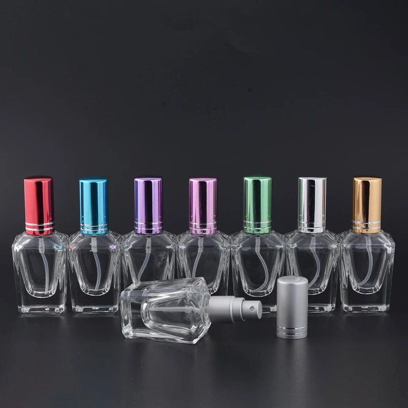 

MUB - Fashion 15ml Mini Glass Bottles Perfume Atomizer Aluminum Pump Spray Refillable Perfume Bottles Empty Cosmetic Container