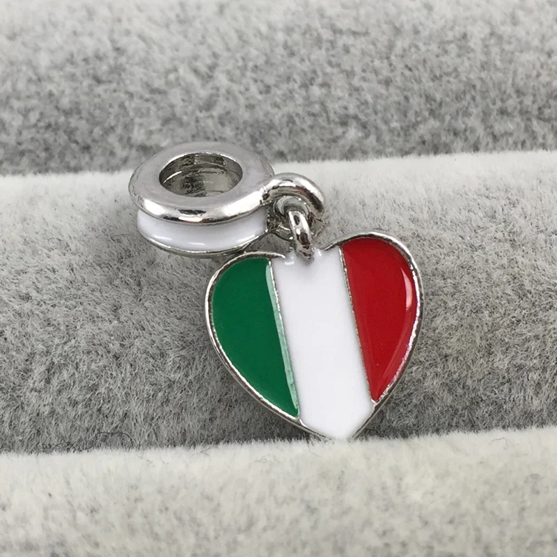 Флагом Италии красно белый зелёная Эмаль Подвеска в виде сердца с европейскими